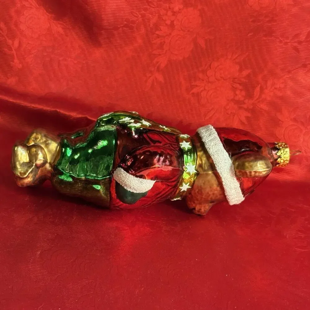 Anthropomorphic Teddy Bear Old World Glass Christmas Ornament Embellished